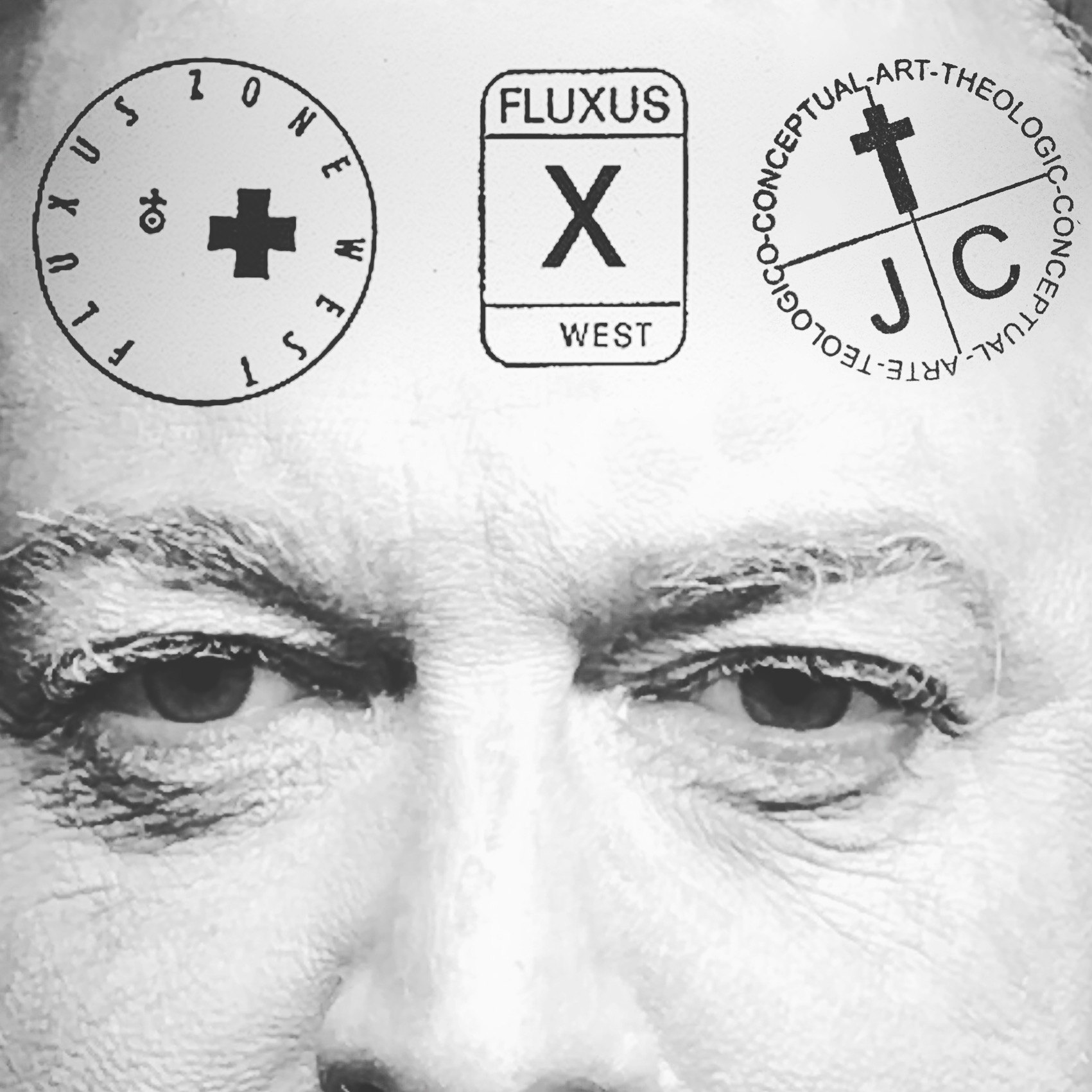 Fluxus-related graphic intervention on a face